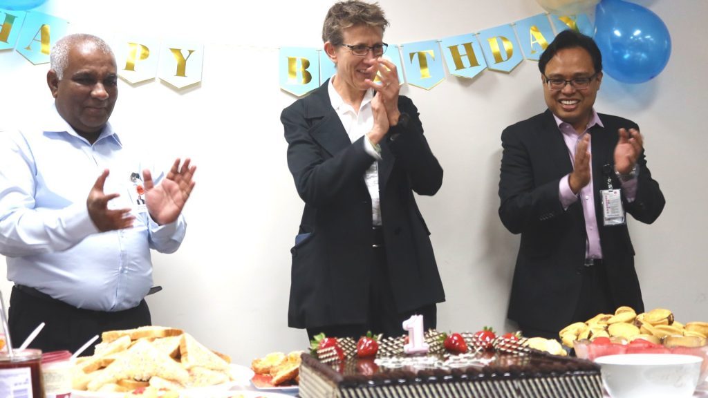 Chief Executive, Siva Sivarajah along with Shiraz Lubke, Operations Manager and Prahlad Ho, Program Director – Diagnostic Services and Director of Clinical Haematology at the Northern Pathology birthday party.