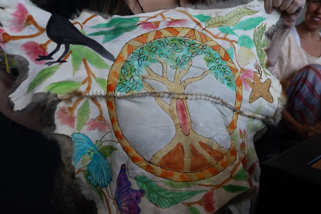 Jo holding her design